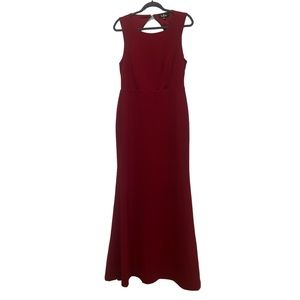 Lulus Fit And Flare Formal Dress Size XL Cranberry Red Lace Open Back Maxi